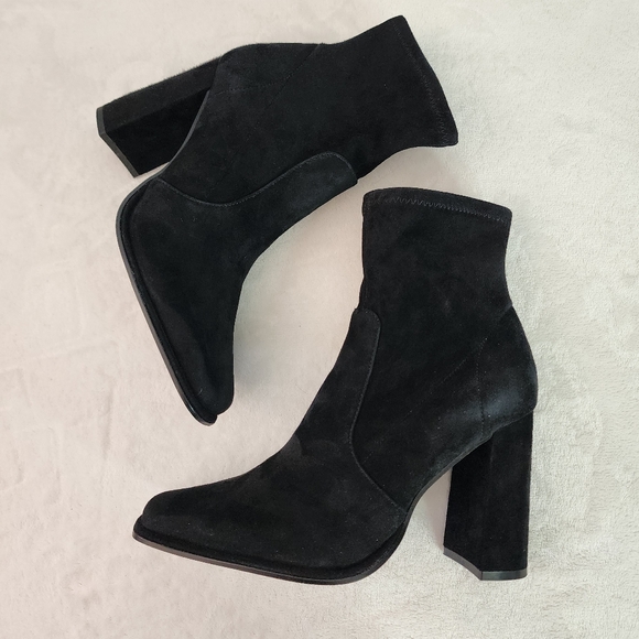 Aqua Lana High Heel Suede Booties Bloomingtondales Exclusive Black - Picture 4 of 6